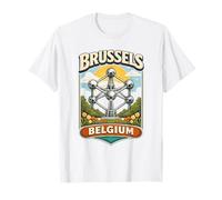 Bruxelles Belgio Atomium Vintage Travel Graphic Maglietta