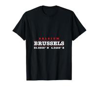 Bruxelles Belgio Coordinate Città Natale Tipografia Maglietta