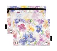 Bruxelles Iris Summer Flowers 3 anelli raccoglitore matita astuccio con cerniera 2 pezzi cartella organizer ufficio