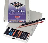 Bruynzeel Design Specialties, Set di strumenti professionali per artisti da 12 matite per acquerello, olio, schizzo e sfumatura + ceppo per sfumatura