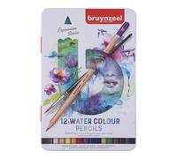 Bruynzeel Expression Watercolor Pencils Set of 12 + Brush in Tin Water-Soluble