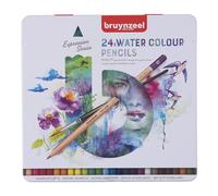 Bruynzeel Set di 24 matite acquerellabili Expression + pennello in latta | Matite idrosolubili per adulti, Bullet Journaling