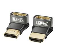 BRV Explorer Adattatore angolare HDMI 8K, HDMI Connettore a 90 e 270 gradi | 2 pezzi Adattatore angolare HDMI 2.1, 8K@60Hz, 4K@120Hz, UHD, HDR 10+, VRR, Dolby, eARC, 3D, per PS5, TV Stick, Apple TV