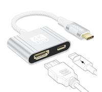 BRV Explorer Adattatore USB C a HDMI 4K, PD 100W, Adattatore USB C a HDMI Hub 2-in-1, Cavo Thunderbolt 4/3 a HDMI Compatibile con MacBook Pro, iPhone 17/16/15 Plus Pro Max, Galaxy S25/S24/S23/S22