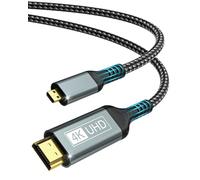 BRV Explorer Micro HDMI to HDMI, 2M 4K@60Hz Cavo Micr-o HDMI, 3D HDR Dolby Micro-HDMI a HDM-I Compatibile con Raspberry Pi 5/4, GoPro Hero 9/8/7/6, Videocamera, Cámara, TV, PC, Laptop