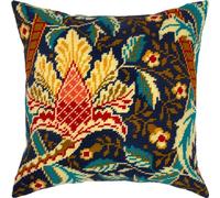 Brvsk Kit floral pour adultes et enfants - Windrush. Noisette de William Morris 16" × 16" avec motif imprimé et précis sur tissu en coton ; comprend 2 aghi, filo et tabella facile à lire