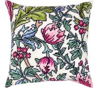 Brvsk Kit per ricamo floreale per adulti e principianti - Derwent di John Henry Dearle 16 "× 16" con design stampato chiaro e preciso su tela di cotone; Include 2 aghi, filato e tabella di facile