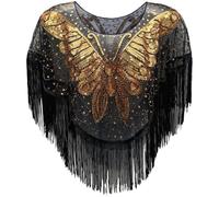 Brxmpn Scialle Gotico con Paillettes E, Mantello Sera Anni '20, Scialle retrò con Scollo Rotondo per Abiti Sposa, Sera E Festa