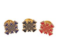 BRXMPN Spilla a Croce di Gerusalemme, 3 Pezzi, Spille Cristiane Smaltate per Giacca, Cappello, Borsa, Vestiti, Gioielli e Accessori, Colore Rosso+Nero+Blu