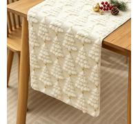 Brylleii Chemin de Table de Noël Fête Étoiles Doré Tissu Texturé Doux Beige | 33 x 183cm Beige Runner da Tavolo Lana Corta Velluto Moderno Table Runner Decorazioni per Cucina Feste Fattoria