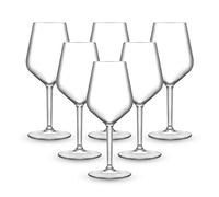 BRYNA - Set 6 Pezzi Bicchieri Calice Vino 33 Cl in Policarbonato (Plastica Rigida), 100% Design Italiano, Bicchieri Infrangibili, Calici Vino Riutilizzabili e Lavabili in Lavastoviglie, Trasparente