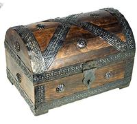 Brynnberg Scrigno del tesoro vintage Bauletto stile antico per accessori gioielli oggetti di valore, Cassaforte in legno, Idea regalo decorativa 24x16x16cm