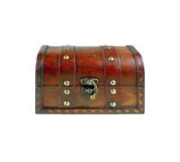 Brynnberg Scrigno del Tesoro Vintage, Cassetta Legno in stile Antico per riporre Accessori Gioielli Oggetti di Valore, Baule legno piccolo, Idea Regalo Decorativa 17x10x10cm