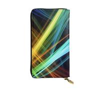 Bryptxztxt Colorful Lines Art - Portafoglio lungo da donna, in pelle PU, grande capacità, con porta carte di credito, portamonete e cerniera, per donne e ragazze, 3D, Taglia unica, Casual