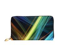 Bryptxztxt Colorful Lines Art - Portafoglio lungo da donna, in pelle PU, grande capacità, con porta carte di credito, portamonete e cerniera, per donne e ragazze (versione 3D), 3D, Taglia unica,