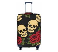 Bryptxztxt Copertura per bagagli, motivo: rose e teschio, custodia protettiva da viaggio per trolley, resistente ai graffi ed elastica, per taglie S/M/L/XL, 3D, L, Organizer per borse