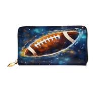Bryptxztxt Galaxy Space Football - Portafoglio lungo da donna, in pelle PU, grande capacità, con porta carte di credito, portamonete e cerniera, per donne e ragazze, 3D, Taglia unica, Casual