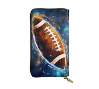 Bryptxztxt Galaxy Space Football - Portafoglio lungo da donna, in pelle PU, grande capacità, con porta carte di credito, portamonete e cerniera, per donne e ragazze, 3D, 3 D, Casual