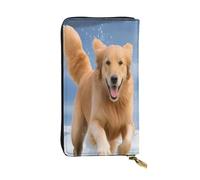 Bryptxztxt Golden Retriever - Portafoglio lungo da donna con cani e cuccioli, grande capacità, in pelle PU, con porta carte, portamonete di credito e cerniera, pochette per donne e ragazze, 3D, 3 D,