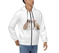 Bryptxztxt Lazy Dog Puppy. Felpa con cappuccio con zip e stampa per uomo/casual da lavoro Activewear leggera e confortevole giacca a maniche lunghe felpe con tasche, Grafica 3D, L