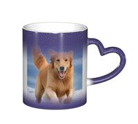 Bryptxztxt Tazza magica con stampa di cuccioli di Golden Retriever che cambia colore, 325 ml, in ceramica sensibile al calore, con manico a forma di cuore, regalo unico per compleanno, famiglia, amici