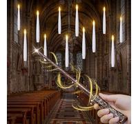 Bryxidor Candele LED galleggianti con telecomando, confezione da 12 candele bianche in plastica senza fiamma con temporizzazione e tremolante, 1,2 cm x 15,5 cm, alimentate a batteria, per Halloween
