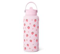 Bryxora Borraccia termica da 950 ml, con coperchio con cannuccia, mantiene le bevande fredde per 24 ore, ghiacciata per 48 ore, a tenuta stagna, priva di BPA, facile da trasportare, in acciaio inox, a