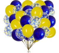 BRZIKWT 50 palloncini con coriandoli blu e gialli da 30,5 cm, perfetti per matrimoni, compleanni, baby shower, Halloween, feste in famiglia