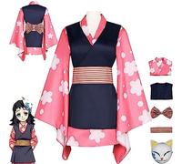 BRZUIL Makomo - Costume da uccisore di demoni, per cosplay, travestimento, Kimetsu-No-Yaiba, a tema Makomo, Halloween, carnevale, feste, vestito con accessori, rosa, M