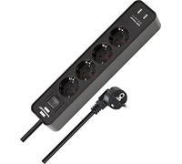 BS-1153240006-Tomas mult.Ecolor 1,5m4T+2USB Negro