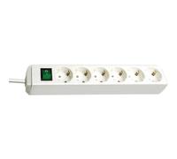 BRENNENSTUHL A1945502201159520400 1159520400-Base múltiple Eco-Line Blanca con interruptor (6 Tomas y 3 m), Multicolor