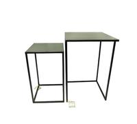 BS COM Set 2 Tavolini Nido Quadrati in Metallo Nero - Tavolini d'Appoggio Salvaspazio Design Moderno Minimalista