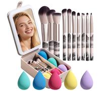 BS -MALL BRIMS LED MACCHIO SPECCHIO DI MACCHIO DELLA CASO DELLA CASO DELLA CASE DI VAYUP SET 15 PC - SPECCHIO LIGHT LED con spugna per il trucco per