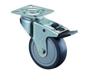 BS-Rollen A320.A85.050 Ruota girevole con piastra e freno totale, rivestimento in gomma grigia, cuscinetto a sfere,