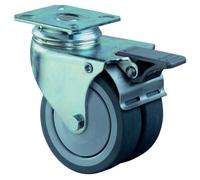 Bs Rollen Ruota con supporto B120.A85.075 girevole con dispositivo di bloccaggio totale, Ø75mm Quantità:1