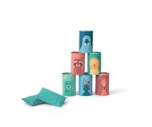 BS Toys Animali da Lancio in Latta - Gioco da Giardino e all'aperto - Adatto per Bambini dai 3 Anni - con lattine di Latta e 3 Sacchetti - Taglia Unica