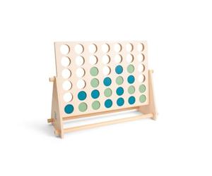 BS Toys Four Together - Gioco di Abilità per Bambini - Gioco da Tavolo per Feste di Compleanno dei Bambini - Adatto per Interni o Esterni - Da 6 Anni - Deluxe, Legno, Verde/Blu - 58,9 x 42,9 x 5,1 cm