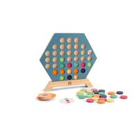 BS Toys Gioco di società 3 in una fila - Variante di quattro vince - Gioco di strategia esagonale in legno con carte girevoli - Per bambini dai 5 anni in su, 2 - 4 giocatori