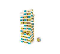 BS Toys Giant Tower - Gioco Intelligente per Bambini - Gioco da Tavolo - Ideale per Interni ed Esterni - Adatto a Bambini dai 4 Anni - Torre Multicolore con Sacca in Cotone