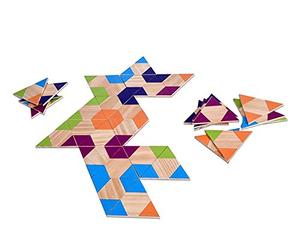 BS Toys Triangle Domino - Coinvolgi, Pianifica e Vinci - Compensato Ecologico - Divertimento per Tutte Le età - Gioco Interno ed Esterno - Sviluppa Abilità e Promuove Legami Familiari - 35 Triangoli