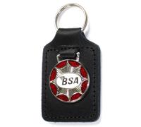 BSA Stella Burst Chiave Portachiavi Catena Anello Stemma Rosso Cromo Bianco IN