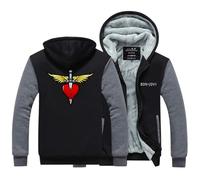 BSapp Felpa con Cappuccio Giacca,Bon·Jovi Stampa Raglan Cardigan Casual Manica Lunga Zip Hoody Felpa Calda Sport Tops,con Cappuccio da Uomo Giacca Casual Cappotto Manica Lunga-Black And Grey||XL