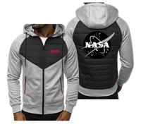 BSapp Giacca Cardigan con Cappuccio da Uomo per La Stampa della NASA Felpa con Cappuccio Patchwork Felpa Casual Pullover in Pile Felpe con Zip - Regalo per Adolescenti-Light Gray||M