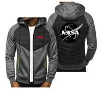 BSapp Giacca Cardigan con Cappuccio da Uomo per La Stampa della NASA Felpa con Cappuccio Patchwork Felpa Casual Pullover in Pile Felpe con Zip - Regalo per Adolescenti- Dark Gray||XL