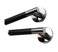 BSAXITHZB Set di maniglie for mobili in pelle nera, in ottone e argento brillante(Silvery-Magnetic)