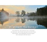 bsb Biglietto di condoglianze per funerale, con busta, di alta qualità con motivo lago, 11,5 x 17,0 cm