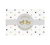 bsb Biglietto per la nascita, biglietto di nascita gemelli, bellissimo biglietto di compleanno con motivo cavallo a dondolo, biglietto di auguri con busta, 11,5 x 17,0 cm