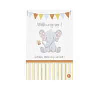 bsb Biglietto per la nascita, biglietto di nascita per ragazze e ragazzi, bellissimo biglietto di compleanno con motivo elefante, biglietto di auguri con busta, biglietto di auguri per nascita, 11,5 x