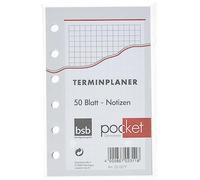 BSB Inserto di ricambio per appunti, ca. A7, 6 fori, a quadretti, organizer tascabile