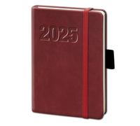 bsb V-Book 02-0131 - Agenda settimanale, 2026, formato A6, in morbida pelle sintetica, con elastico, 1 settimana = 2 pagine, colore: Rosso
